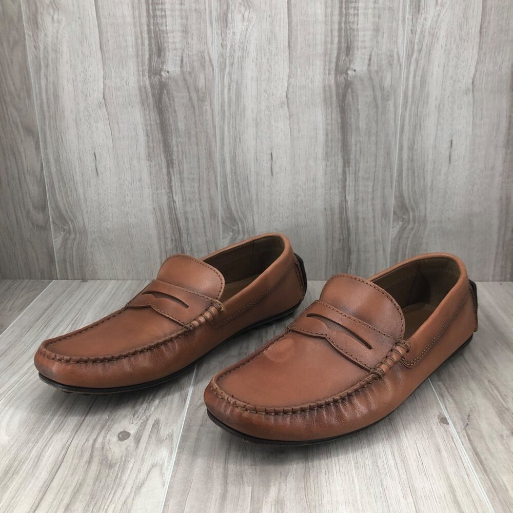 Peter Huber Driving Shoes Mens 8M Maddox Cognac Brown Leather Slip On Shoes - Picture 4 of 13